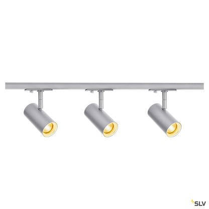SLV 1Ph NOBLO SPOT SET 2700K grau inkl. drei Spots, zwei Schienen je 1m, einem Einspeiser sowie einem Längsverbinder