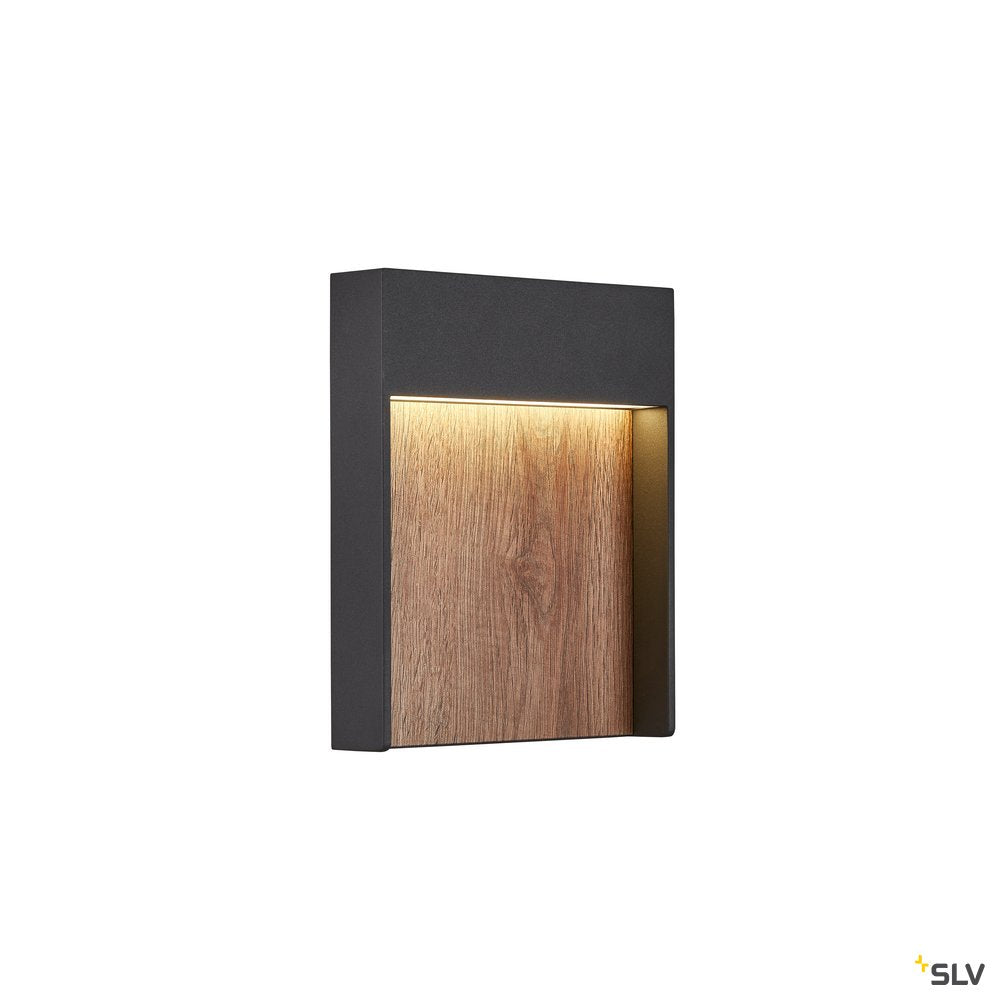 SLV FLATT Outdoor LED Wandaufbauleuchte 3000K IP65 anthrazit/braun