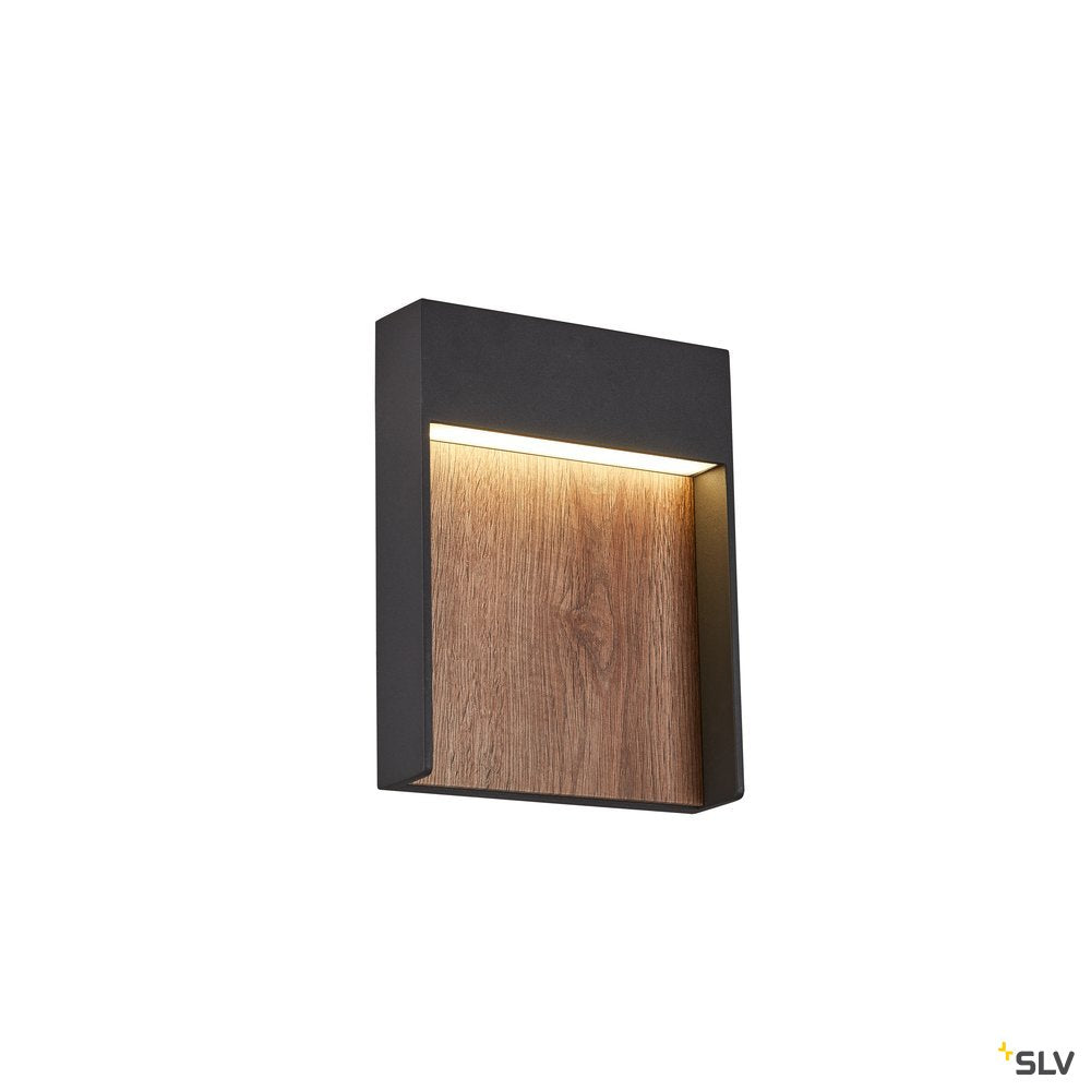SLV FLATT Outdoor LED Wandaufbauleuchte 3000K IP65 anthrazit/braun