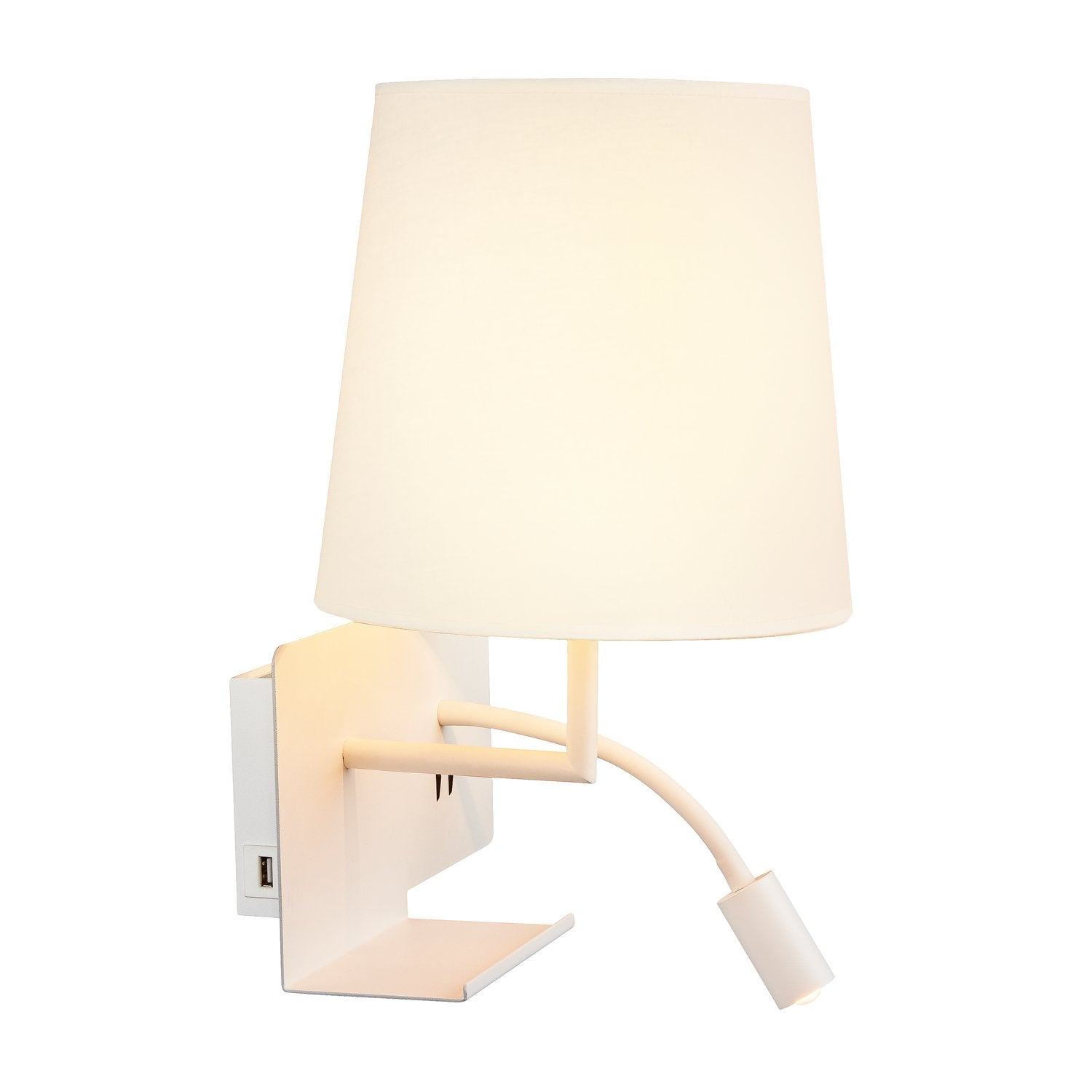 SLV SOMNILA FLEX Indoor LED Wandaufbauleuchte 3000K weiß Version links inkl. USB Anschluss