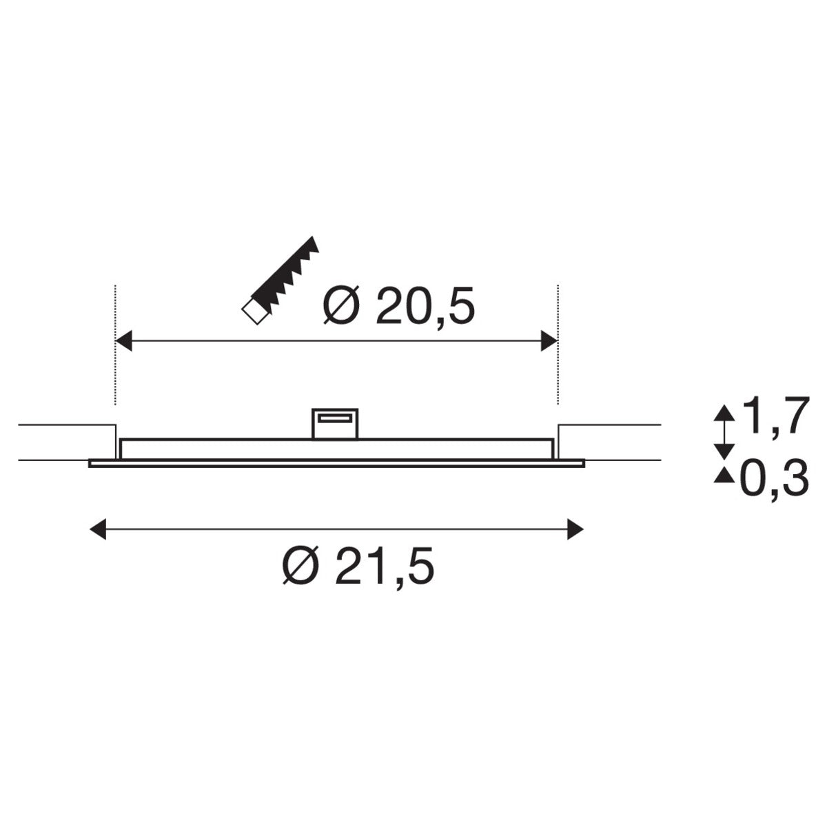 SLV SENSER 24 DL, Indoor LED Deckeneinbauleuchte rund weiß 4000K