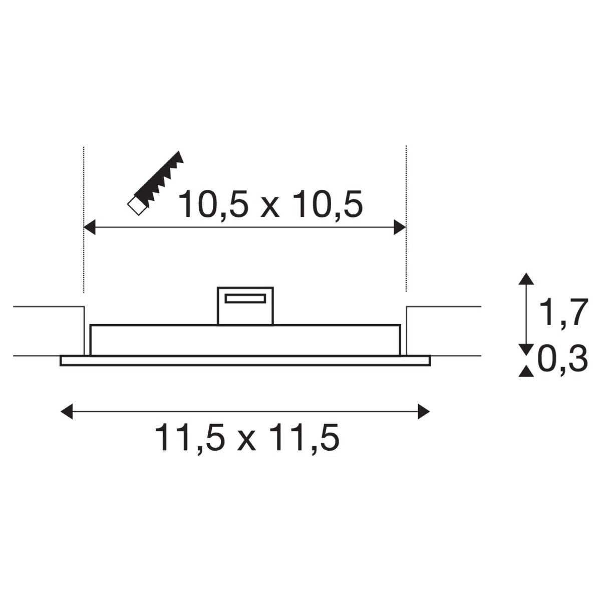 SLV SENSER 12 DL, Indoor LED Deckeneinbauleuchte eckig weiß 4000K