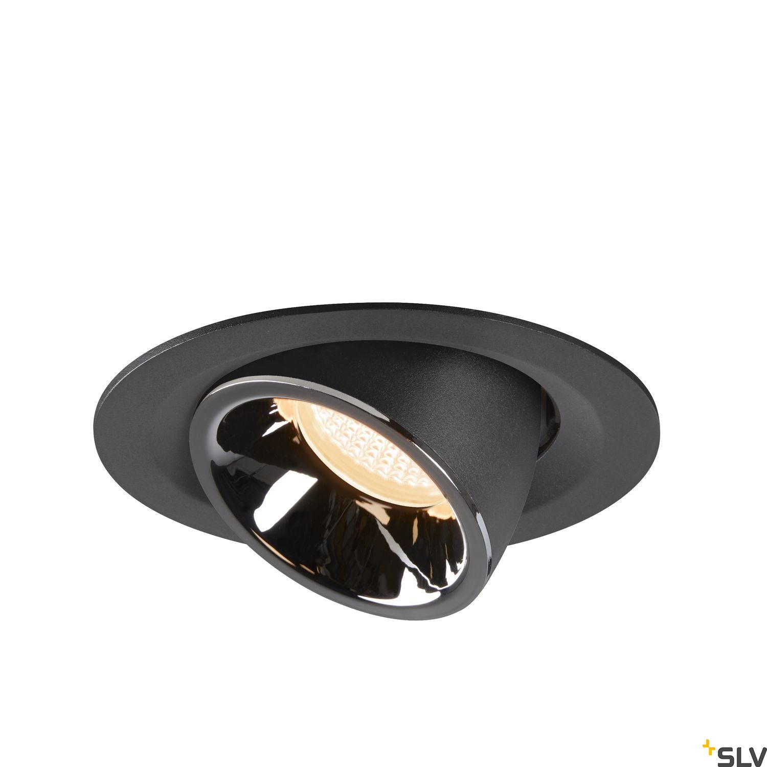 SLV NUMINOS® GIMBLE M, Deckeneinbauleuchte schwarz / chrom 2700K 55°