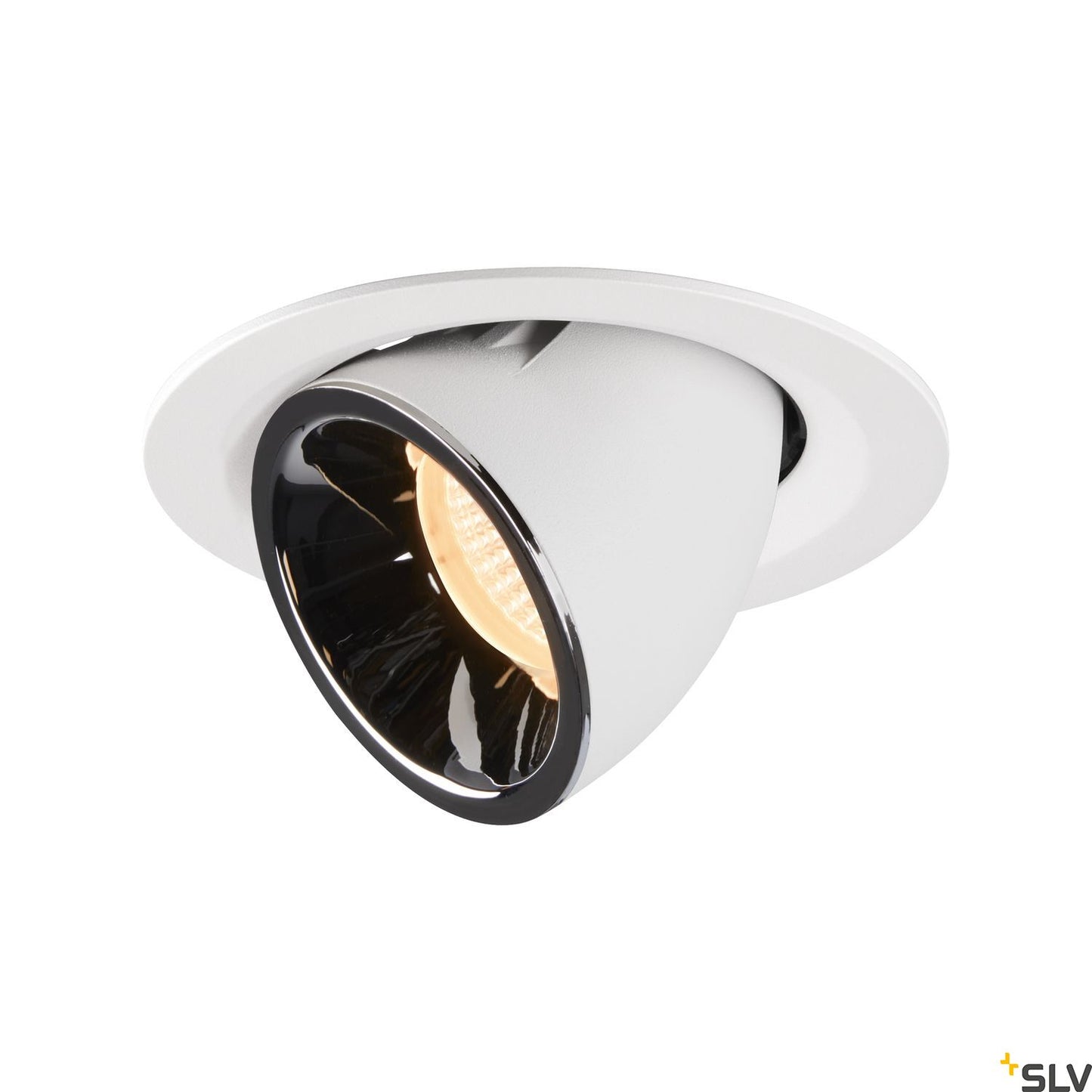 SLV NUMINOS® GIMBLE M, Deckeneinbauleuchte weiß / chrom 2700K 55°