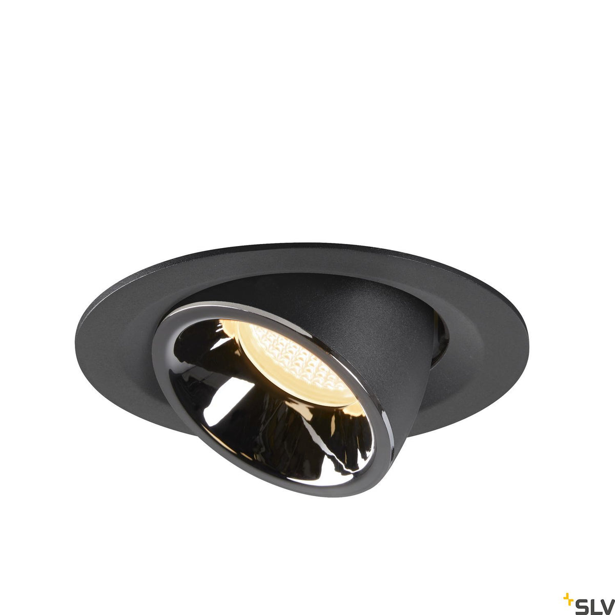 SLV NUMINOS® GIMBLE M, Deckeneinbauleuchte schwarz / chrom 3000K 55°
