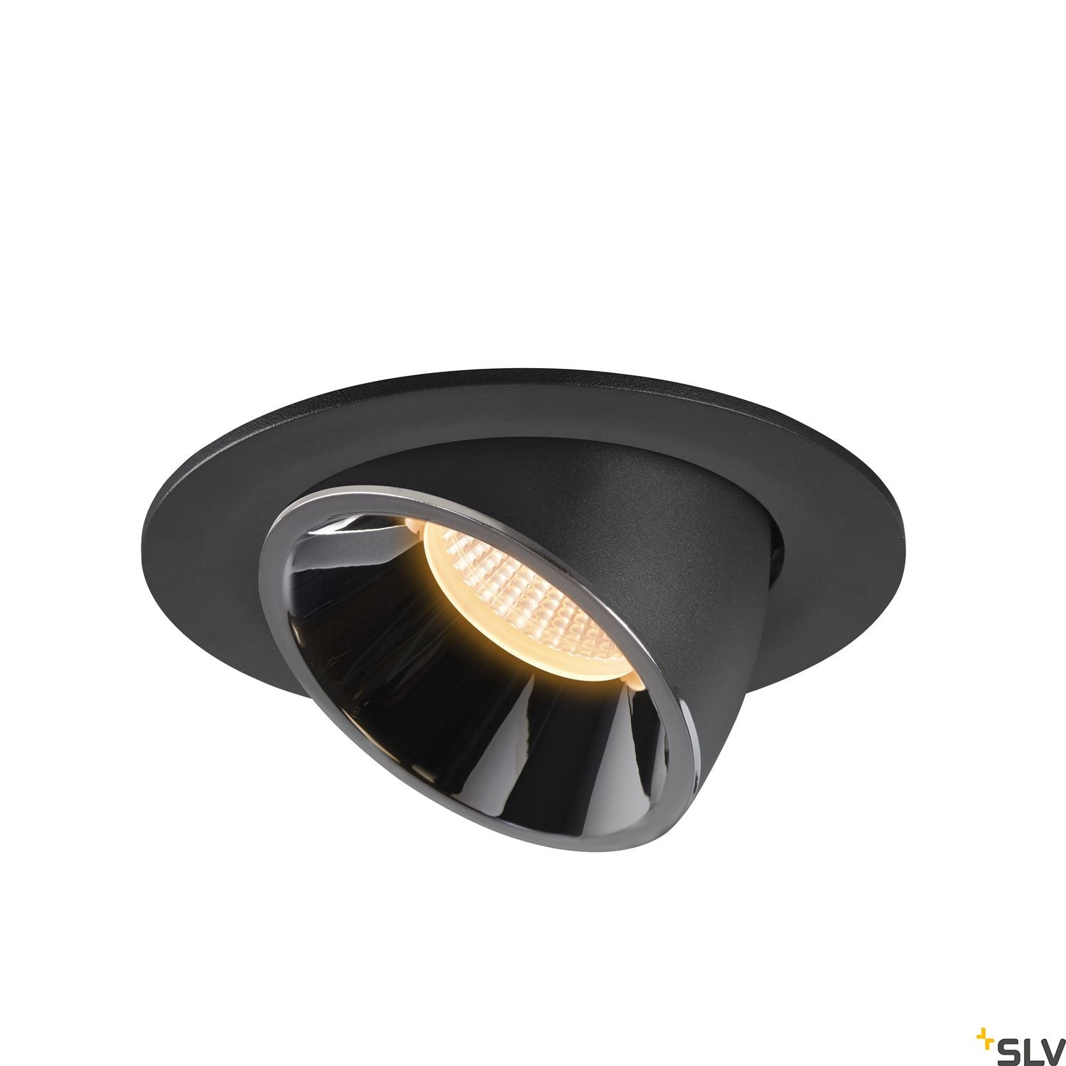 SLV NUMINOS® GIMBLE L, Deckeneinbauleuchte schwarz / chrom 3000K 20°