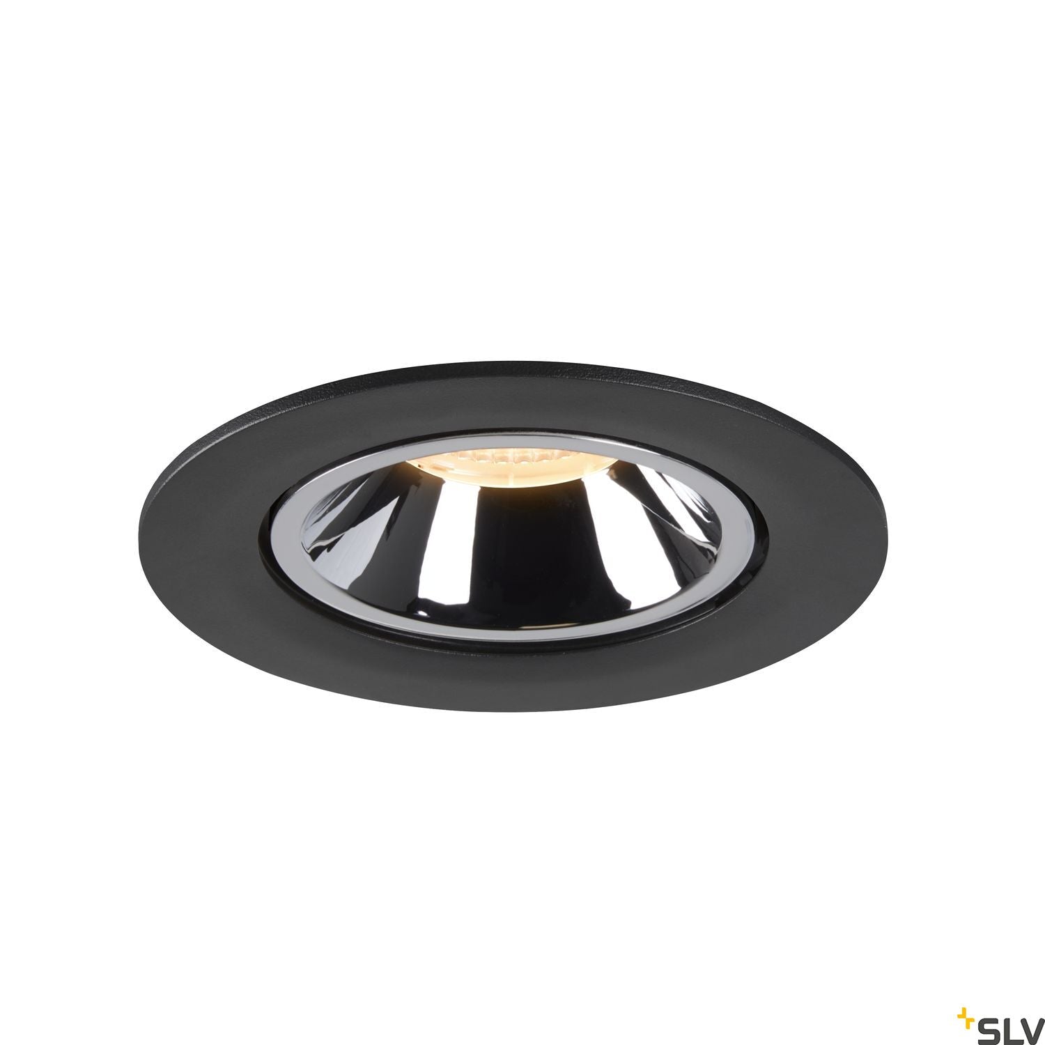 SLV NUMINOS® GIMBLE L, Deckeneinbauleuchte schwarz / chrom 3000K 55°