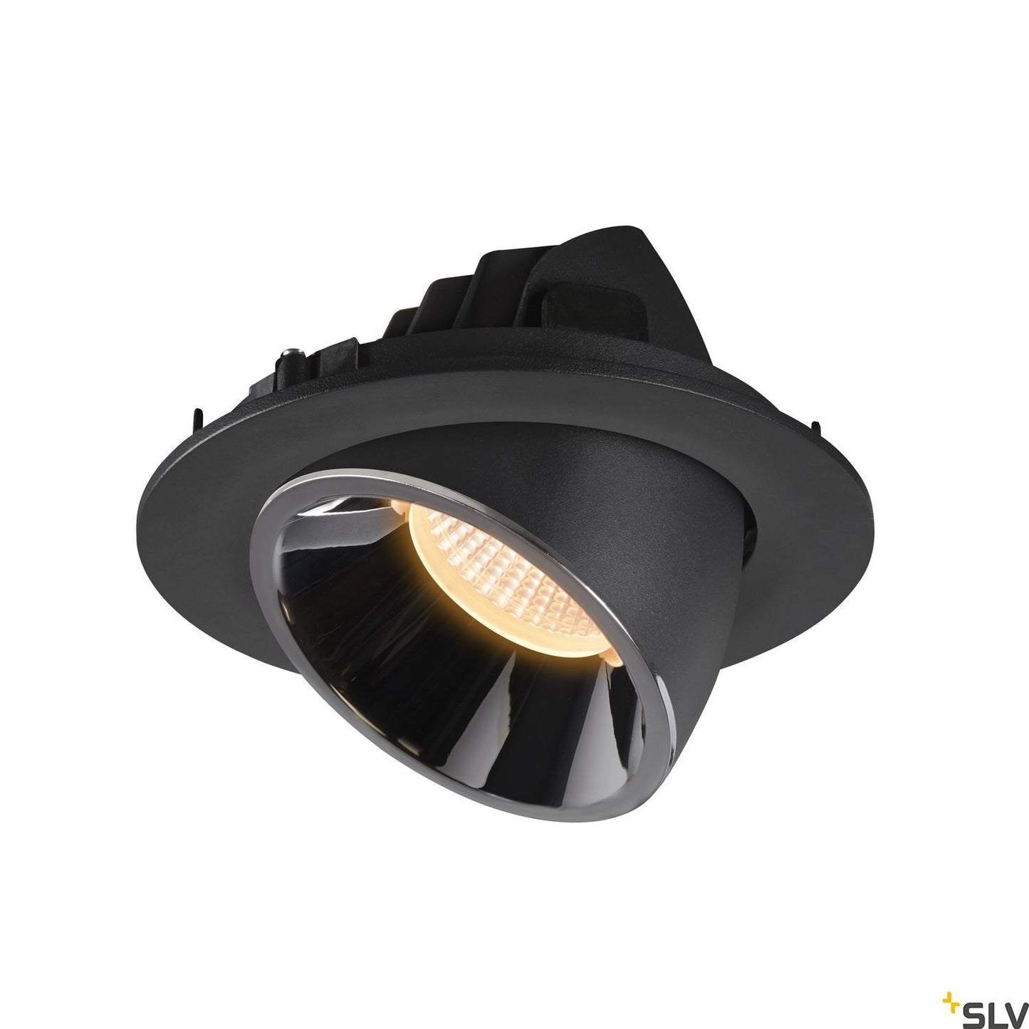 SLV NUMINOS® GIMBLE L, Deckeneinbauleuchte schwarz / chrom 3000K 55°
