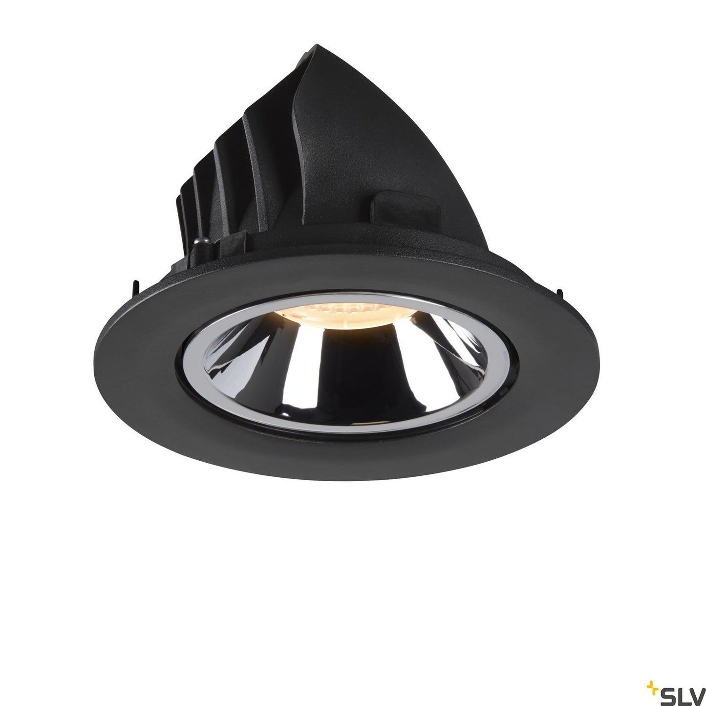 SLV NUMINOS® GIMBLE L, Deckeneinbauleuchte schwarz / chrom 3000K 55°