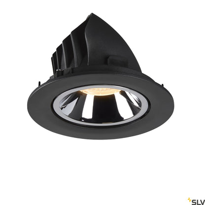 SLV NUMINOS® GIMBLE L, Deckeneinbauleuchte schwarz / chrom 3000K 55°