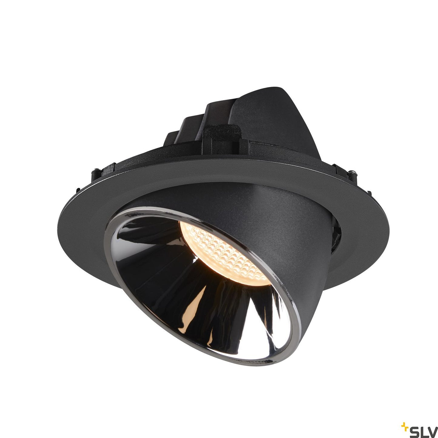 SLV NUMINOS® GIMBLE XL, Deckeneinbauleuchte schwarz / chrom 2700K 55°