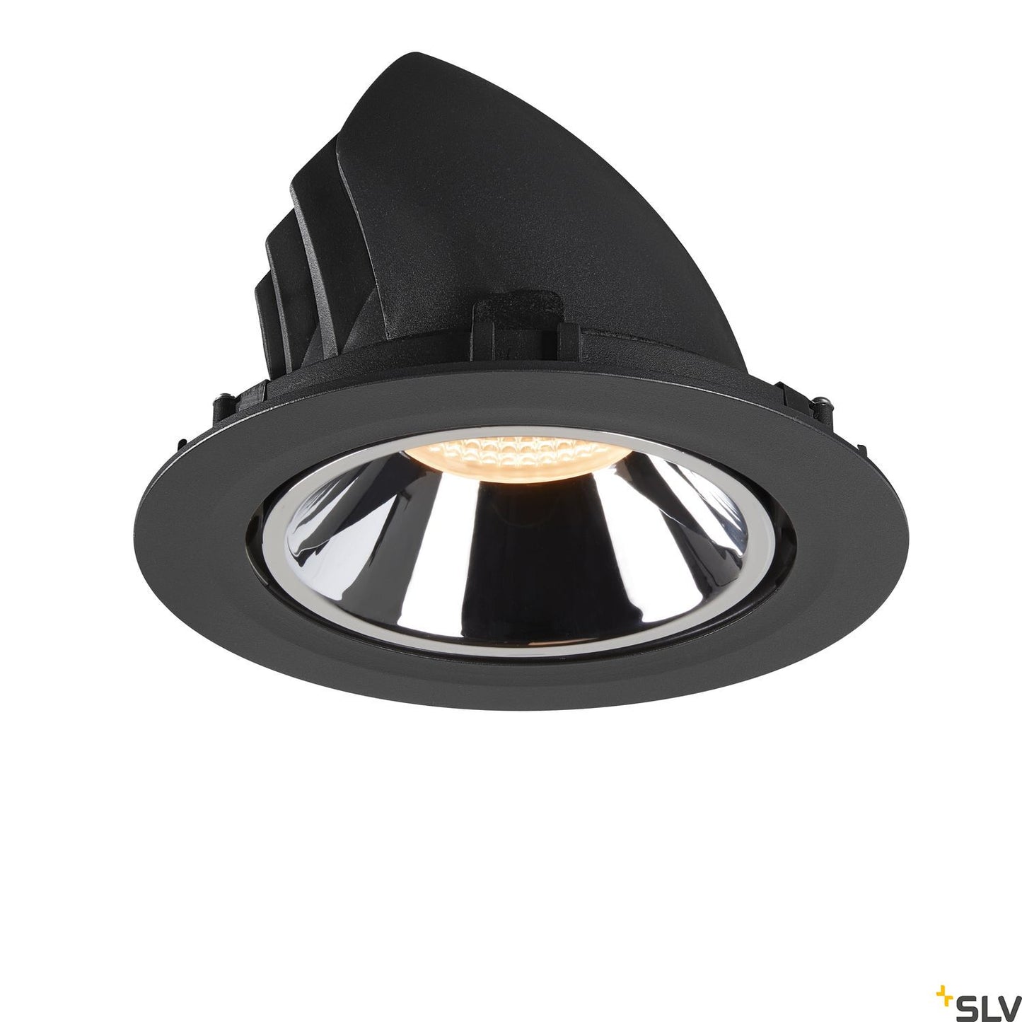 SLV NUMINOS® GIMBLE XL, Deckeneinbauleuchte schwarz / chrom 2700K 55°