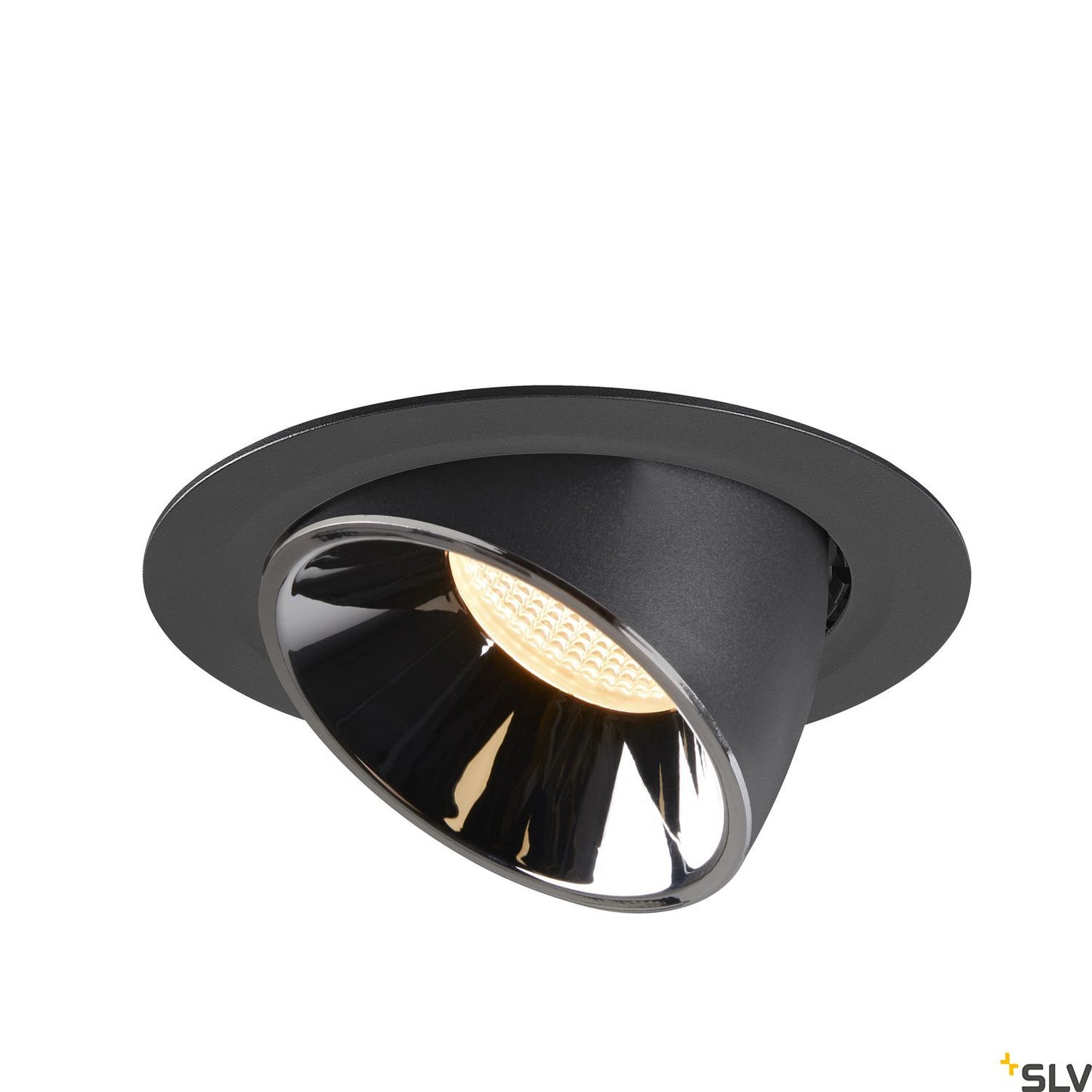 SLV NUMINOS® GIMBLE XL, Deckeneinbauleuchte schwarz / chrom 3000K 20°