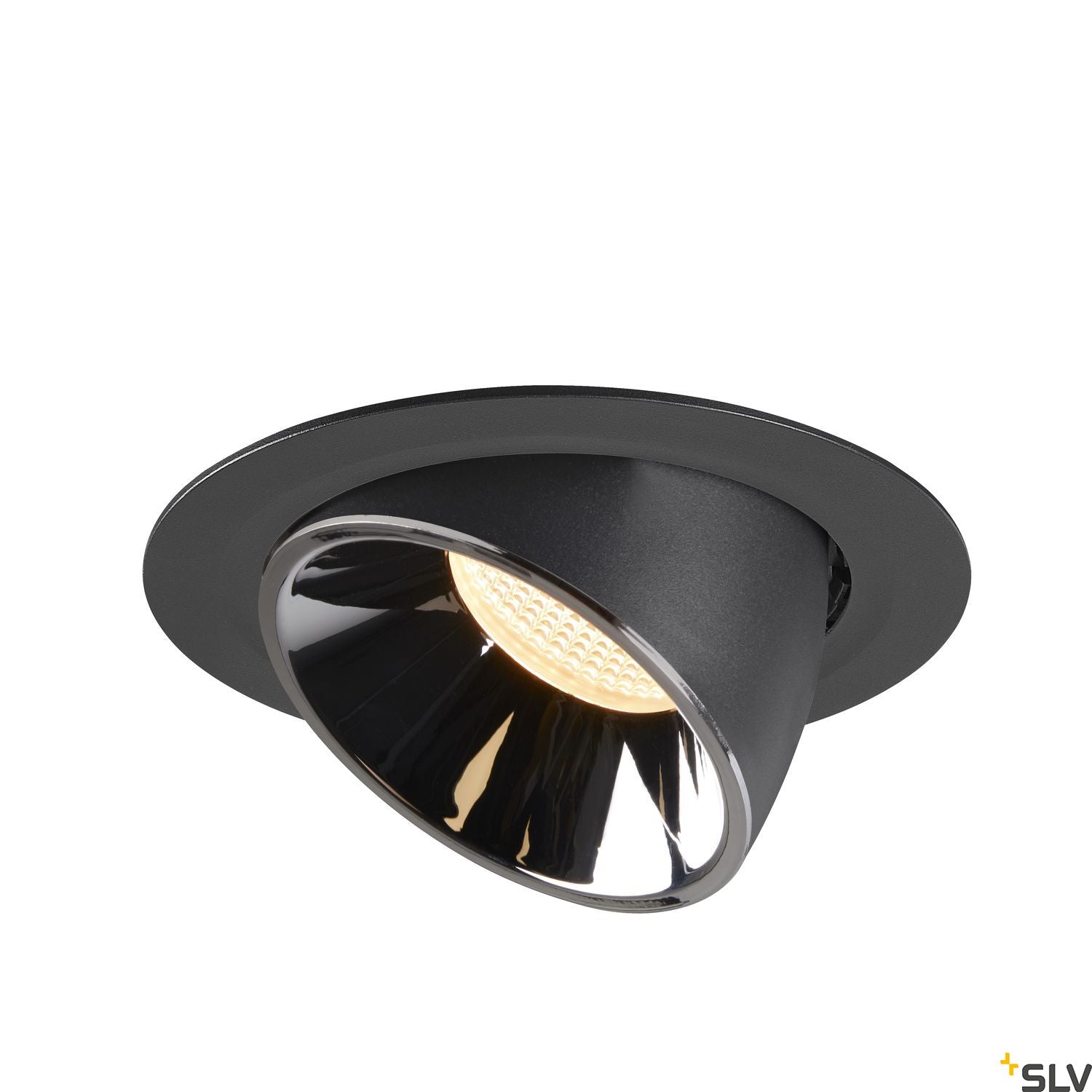 SLV NUMINOS® GIMBLE XL, Deckeneinbauleuchte schwarz / chrom 3000K 55°