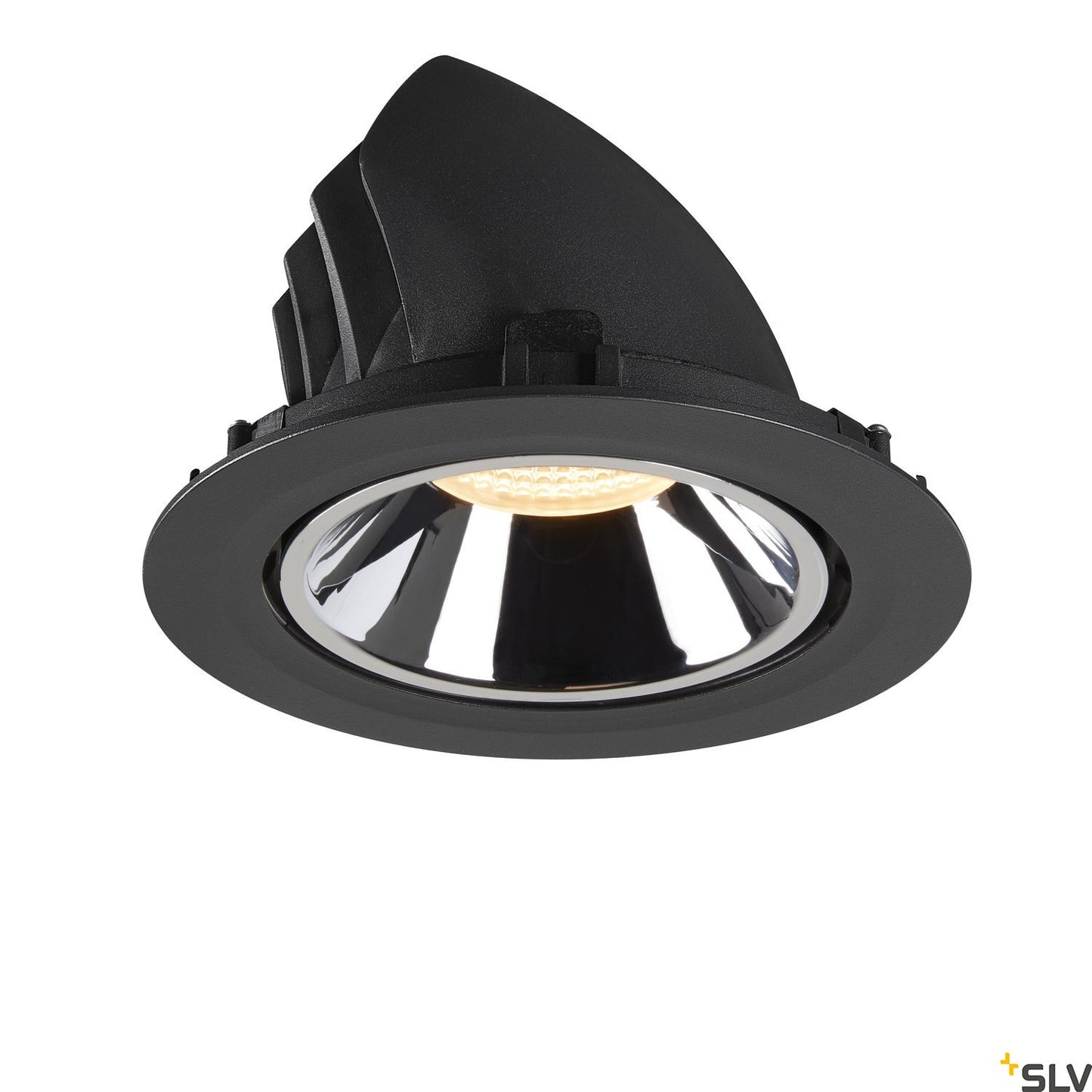 SLV NUMINOS® GIMBLE XL, Deckeneinbauleuchte schwarz / chrom 3000K 55°
