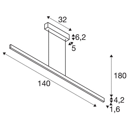 SLV ONE LINEAR 140 PHASE up/down, Pendelleuchte weiß 35W 2700/3000K