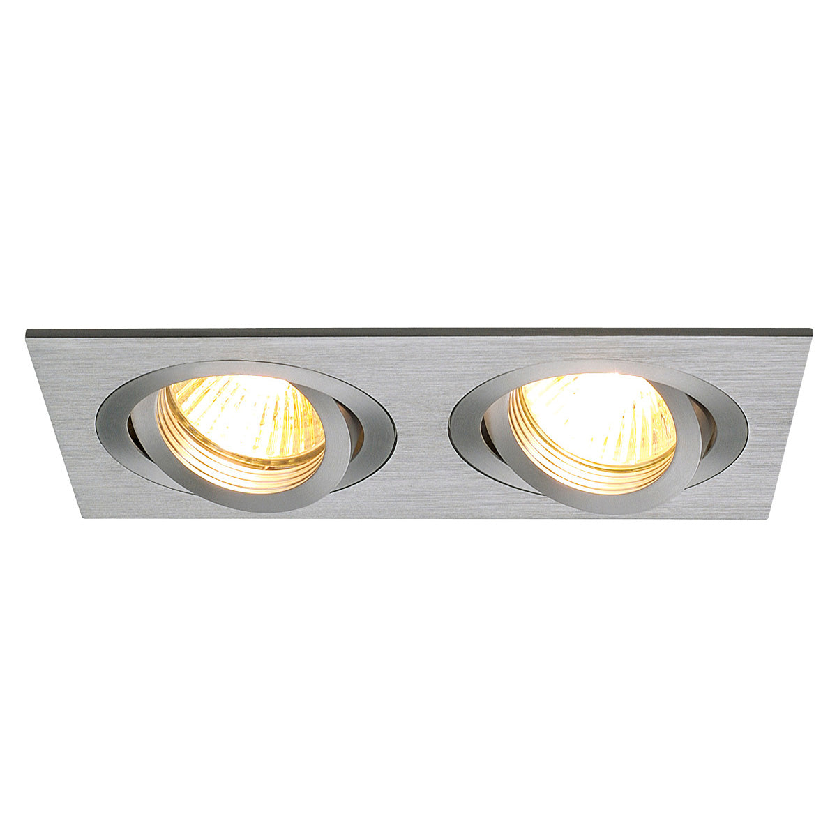 SLV NEW TRIA II MR16 Downlight, rechteckig, alu brushed, max. 2x50W, inkl. Clipfedern