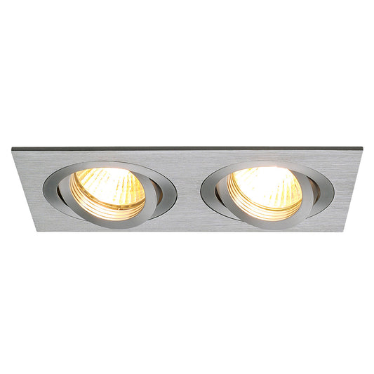 SLV NEW TRIA II MR16 Downlight, rechteckig, alu brushed, max. 2x50W, inkl. Clipfedern