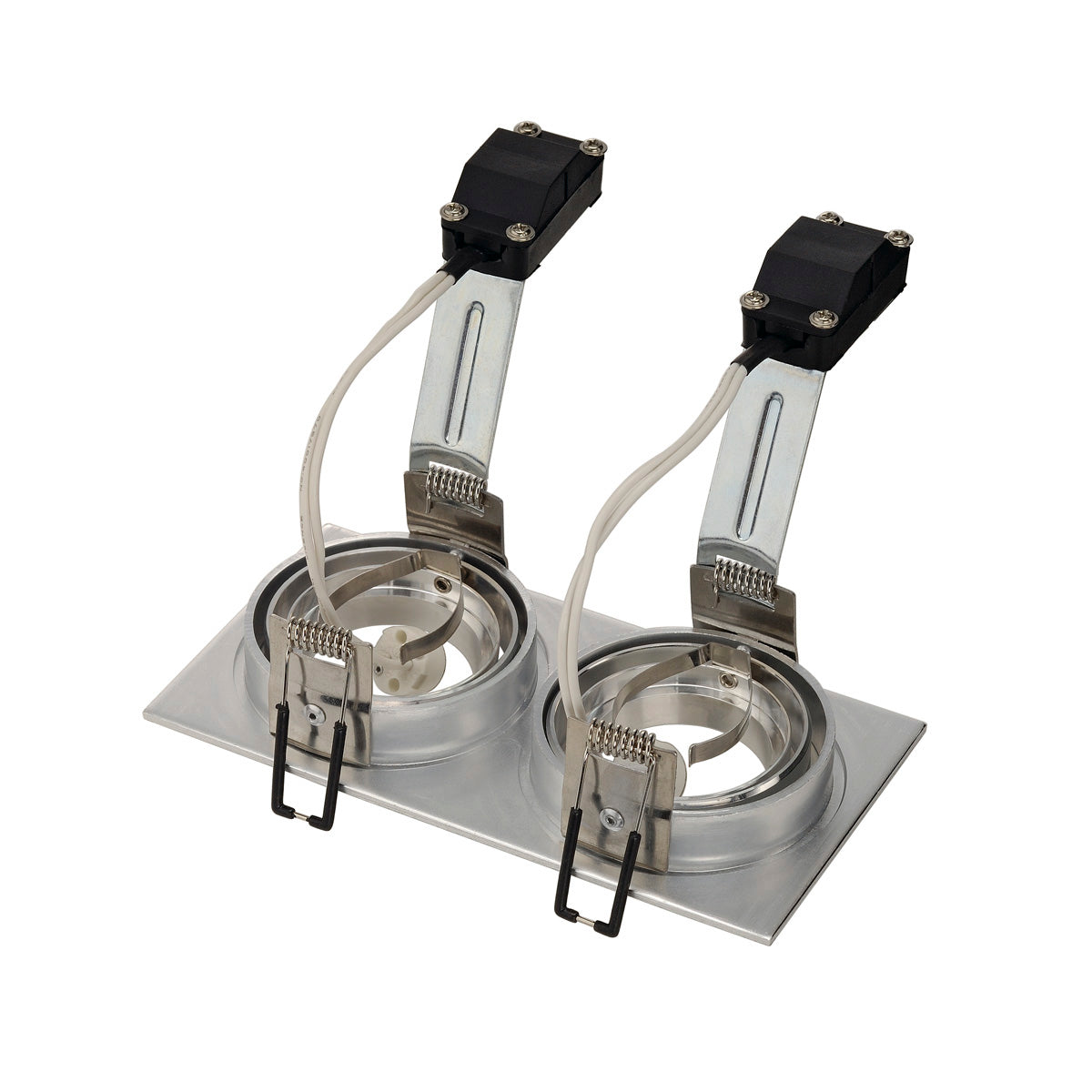 SLV NEW TRIA II MR16 Downlight, rechteckig, alu brushed, max. 2x50W, inkl. Clipfedern