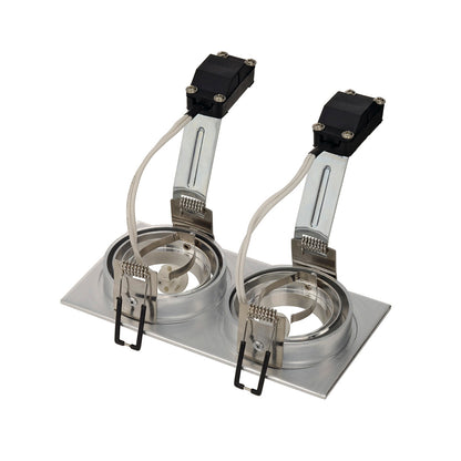 SLV NEW TRIA II MR16 Downlight, rechteckig, alu brushed, max. 2x50W, inkl. Clipfedern