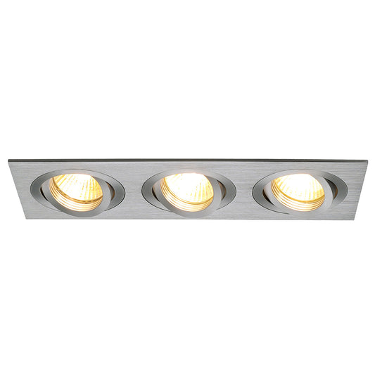 SLV NEW TRIA III GU10 Downlight, rechteckig, alu brushed, max. 3x50W, inkl. Clipfedern
