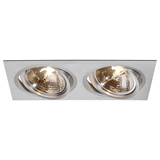SLV NEW TRIA II QRB111 Downlight, rechteckig, alu brushed, max. 2x75W, inkl. Clipfedern