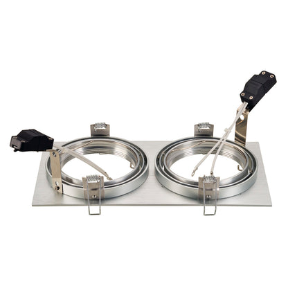 SLV NEW TRIA II QRB111 Downlight, rechteckig, alu brushed, max. 2x75W, inkl. Clipfedern
