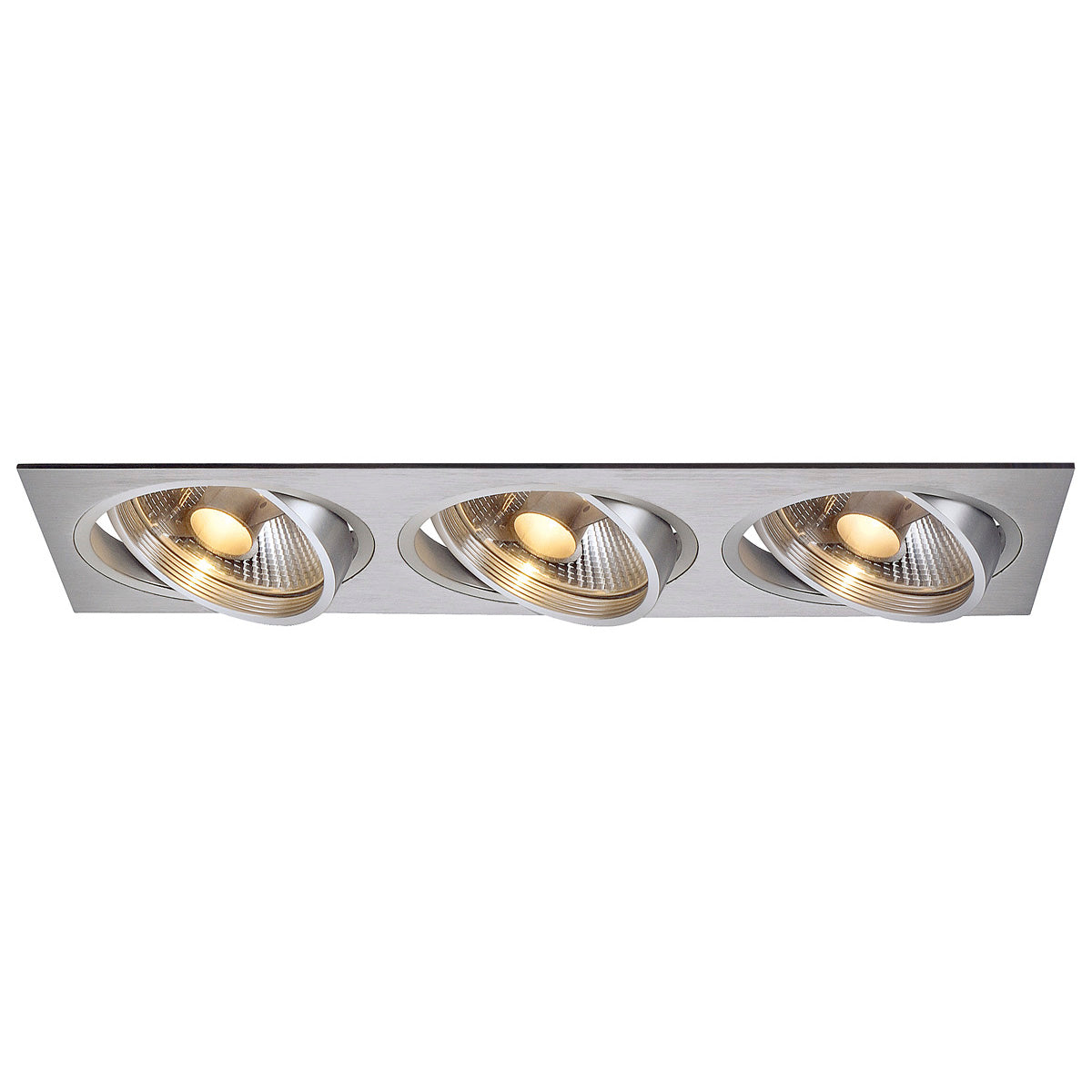 SLV NEW TRIA III ES111 Downlight, rechteckig, alu brushed, GU10, max. 3x75W, inkl. Clipfedern