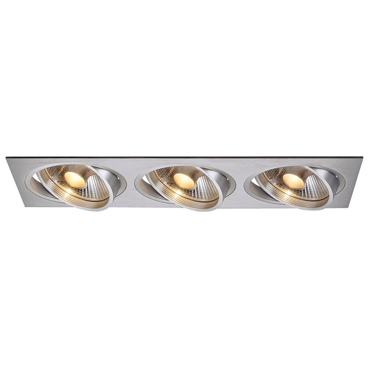 SLV NEW TRIA III ES111 Downlight, rechteckig, alu brushed, GU10, max. 3x75W, inkl. Clipfedern