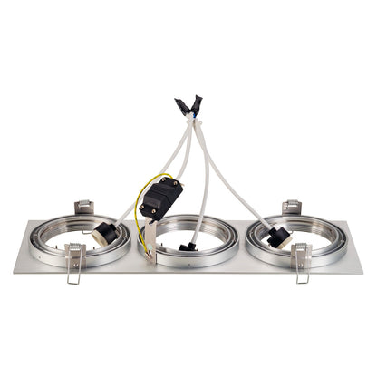 SLV NEW TRIA III ES111 Downlight, rechteckig, alu brushed, GU10, max. 3x75W, inkl. Clipfedern