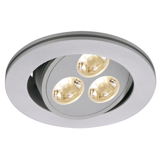 SLV TRITON 3 LED Downlight, rund, silbergrau, 3x1W LED, schwenkbar, 3200K