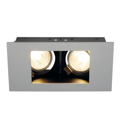 SLV INDI REC 2S Downlight, recht- eckig, silbergrau, GU10, 2x max. 35W, schwenkbar