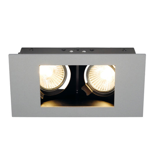 SLV INDI REC 2S Downlight, recht- eckig, silbergrau, GU10, 2x max. 35W, schwenkbar