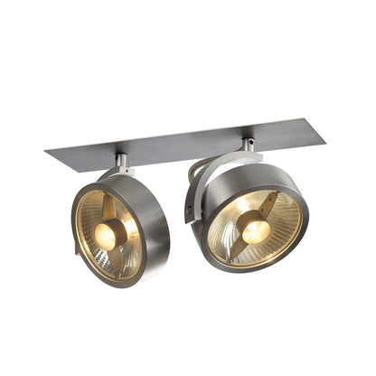 SLV KALU Einbauleuchte, 2 Spots, alu gebürstet, 2xES111, max. 2x75W