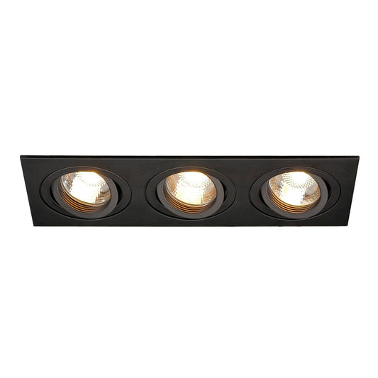 SLV NEW TRIA III GU10 Downlight, rechteckig, mattschwarz, max. 3x50W, inkl. Clipfedern