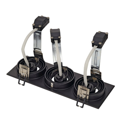SLV NEW TRIA III GU10 Downlight, rechteckig, mattschwarz, max. 3x50W, inkl. Clipfedern