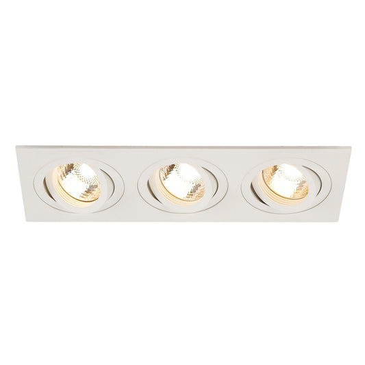 SLV NEW TRIA III GU10 Downlight, rechteckig, mattweiss, max. 3x50W, inkl. Clipfedern