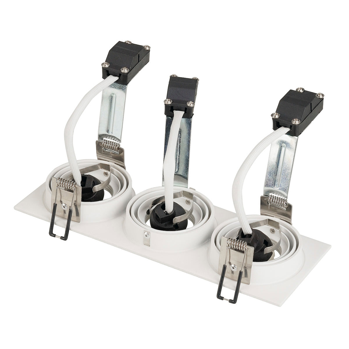 SLV NEW TRIA III GU10 Downlight, rechteckig, mattweiss, max. 3x50W, inkl. Clipfedern