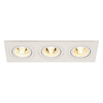 SLV NEW TRIA III GU10 Downlight, rechteckig, mattweiss, max. 3x50W, inkl. Clipfedern