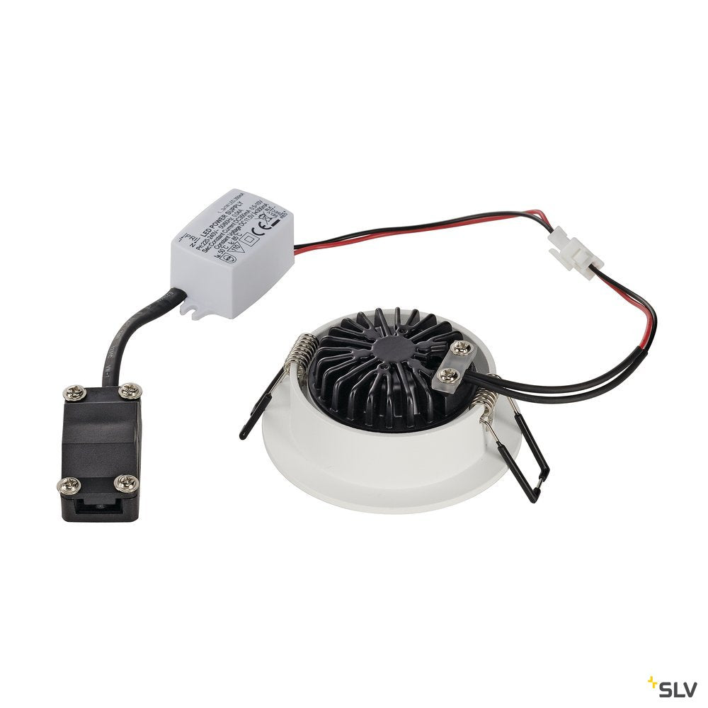 SLV NEW TRIA LED 3W DL ROUND Set, Downlight, mattweiss, 38°, 3000K, inkl. Treiber, Clipfed.