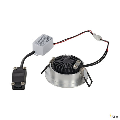 SLV NEW TRIA LED 3W DL ROUND Set, Downlight, alu-brushed, 38°, 3000K, inkl. Treiber, Clipfed.