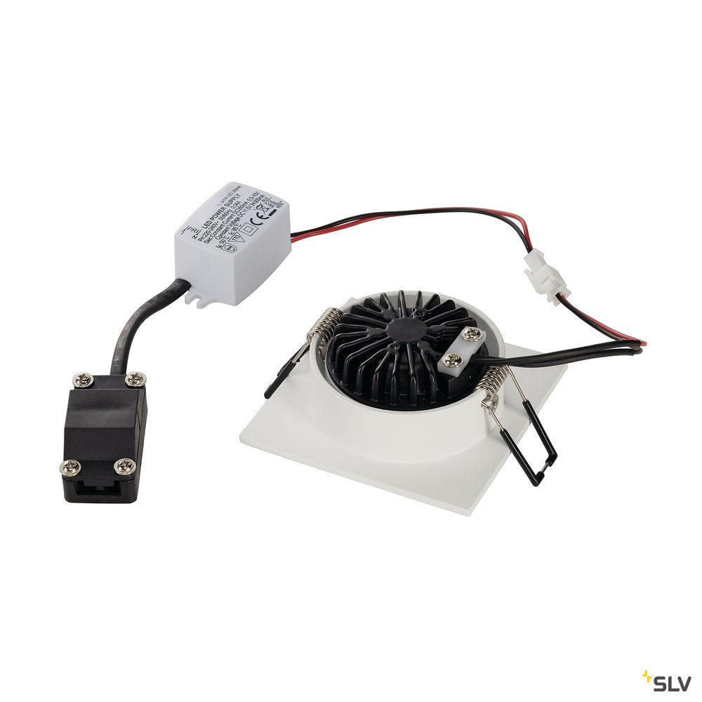 SLV NEW TRIA LED 3W DL SQUARE Set, Downlight, mattweiss, 38°, 3000K, inkl. Treiber, Clipfed.