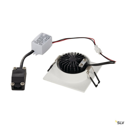 SLV NEW TRIA LED 3W DL SQUARE Set, Downlight, mattweiss, 38°, 3000K, inkl. Treiber, Clipfed.