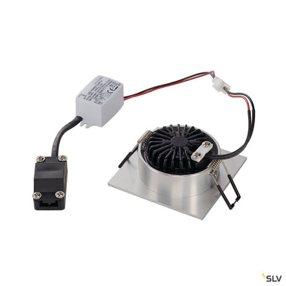 SLV NEW TRIA LED 3W DL SQUARE Set, Downlight, alu-brushed, 38°, 3000K, inkl. Treiber, Clipfed.