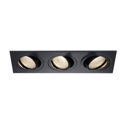 SLV NEW TRIA 3 DL SQUARE Set, mattschwarz, 3x6W, 38°, 3000K, inkl. Treiber, Clipfedern