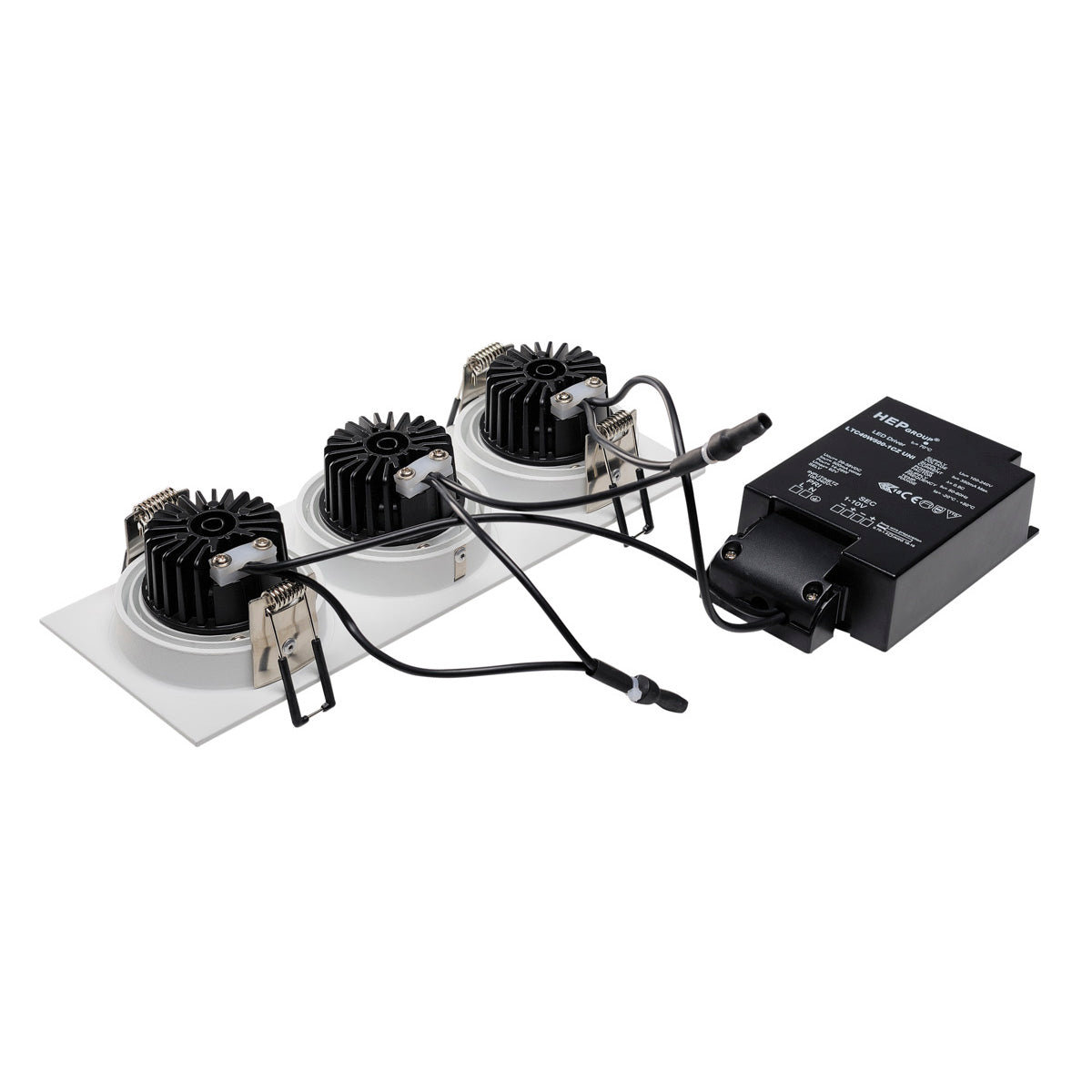 SLV NEW TRIA 3 DL SQUARE Set, mattweiss, 3x6W, 38°, 3000K, inkl. Treiber, Clipfedern