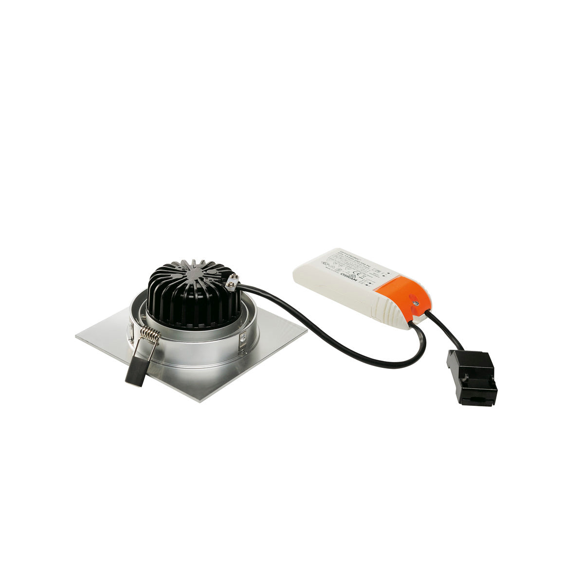 SLV NEW TRIA LED DL SQUARE Set, alu-brushed, 12W, 38°, 2700K, inkl. Treiber, Clipfed.