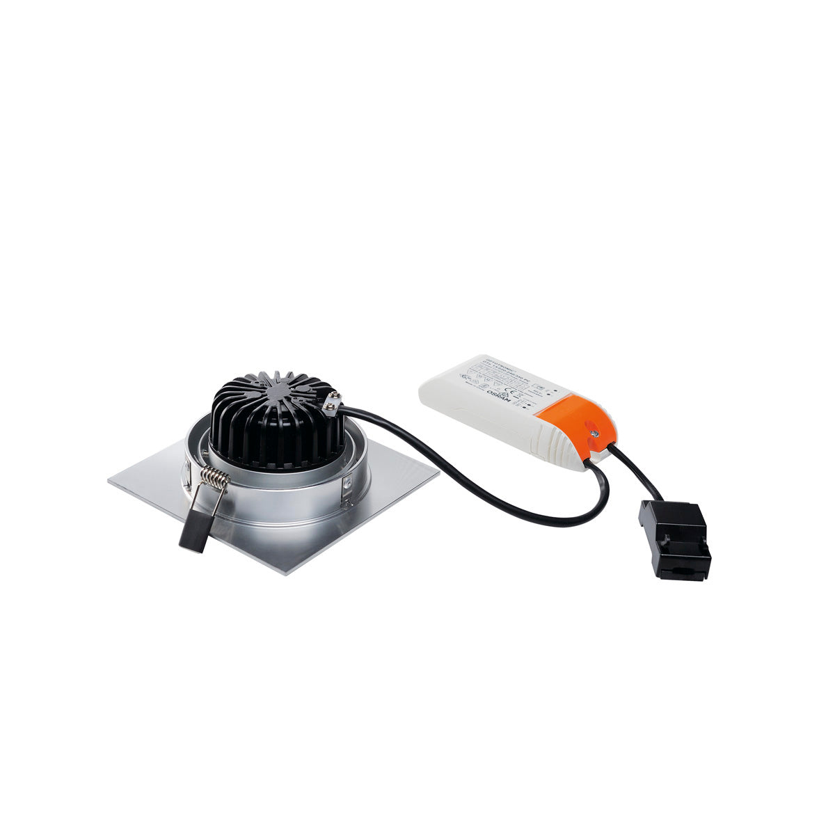 SLV NEW TRIA LED DL SQUARE Set, alu-brushed, 12W, 38°, 3000K, inkl. Treiber, Clipfed.