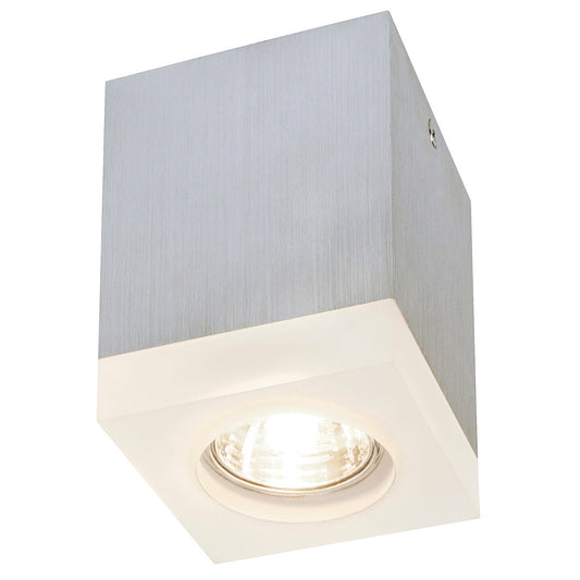 SLV TIGLA SQUARE Downlight, alu gebürstet, GU10, max. 50W, mit satiniertem Acryl