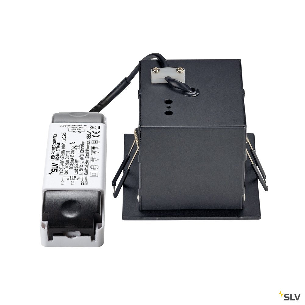 SLV KADUX LED DL Set, mattschwarz, 9W, 38°, 3000K, inkl. Treiber